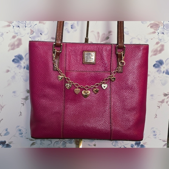 Dooney & Bourke Handbags - Dooney & Bourke Raspberry Red Leather Tote with Accessories